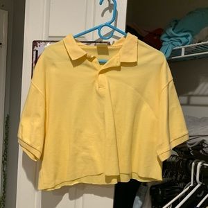 CROPPED LIGHT YELLOW LLBEAN POLO SHIRT SIZE LARGE BUT KINDA XL RUNS BIG